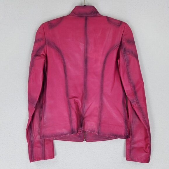 Women's Pink Leather Jacket - Picture 13 of 16